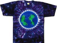 Planet Earth on Purple Tie Dye T-Shirt