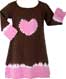 Brown and Pink Long Sleeve Girls Dress