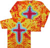 Orange and Yellow Cross Christian Tie Dye Tee Shirts